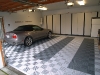 Gray garage cabinets and flooring